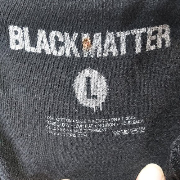 Black Matter Tank Top Women's Large Sugar Skull Racerback White Distressed Shirt - Picture 3 of 8